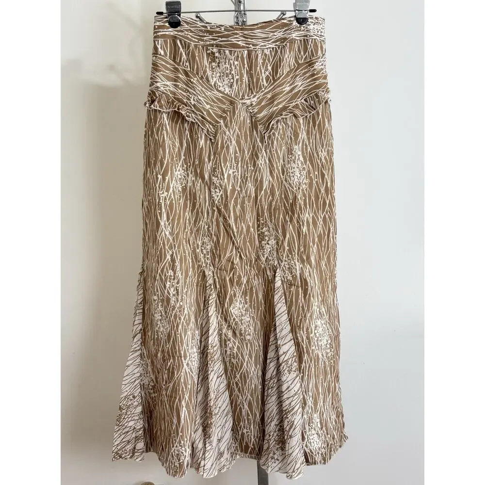 Anna Sui Anthropologie Maxi Skirt Brown Boho Prairie Fairycore Cottagecore 10